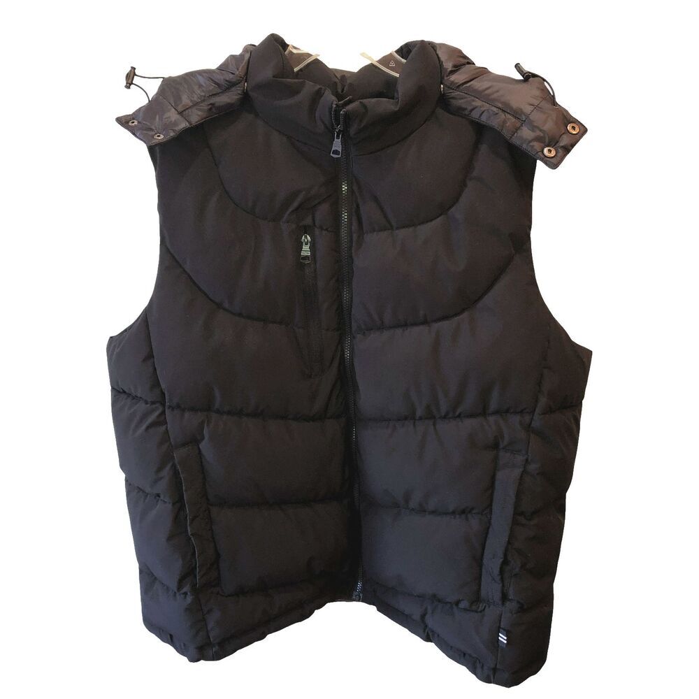 Nautica Mens Size XXL Black Full Zip Front Hooded Water Resistant Puffer Vest